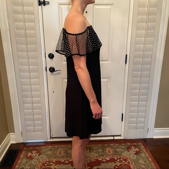 NWT ~MSK SHORT BLACK COCKTAIL DRESS W/GLITZY BODICE FLOUNCE - Picture 4 of 10